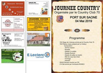 Programme et sponsors journée country du 04 mai 2019 à Port sur Saône