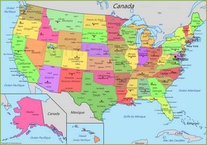 Carte des états des Etats-Unis